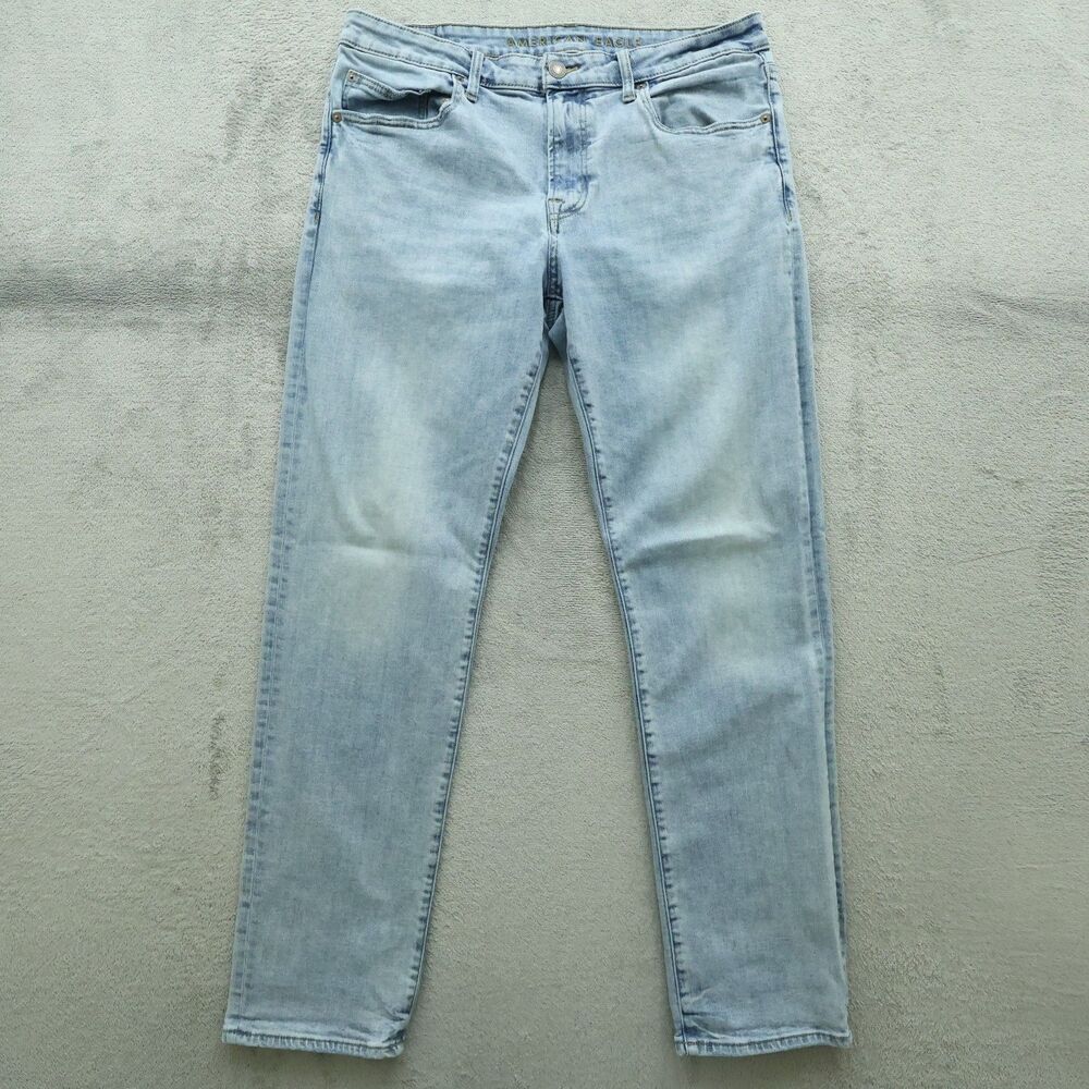 American Eagle Jeans Mens Size 36x34 Blue Straight Original Fit Denim Light Wash